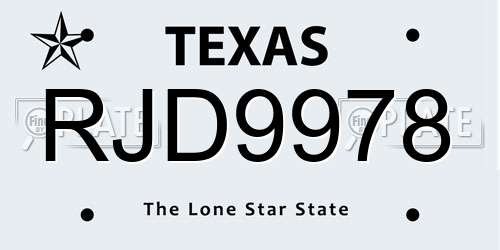 RJD9978 Texas License Plate