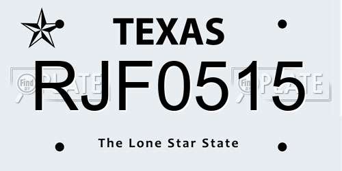 RJF0515 Texas License Plate