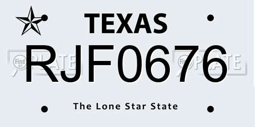 RJF0676 Texas License Plate