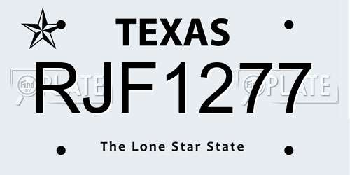 RJF1277 Texas License Plate