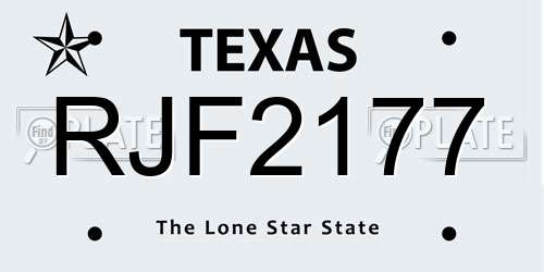 RJF2177 Texas License Plate
