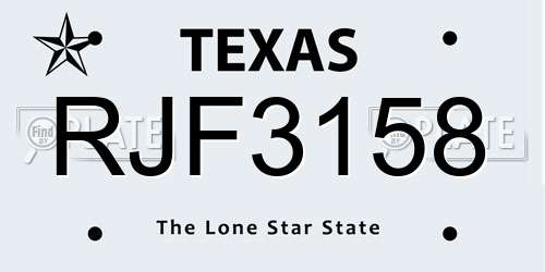 RJF3158 Texas License Plate