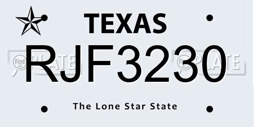 RJF3230 Texas License Plate