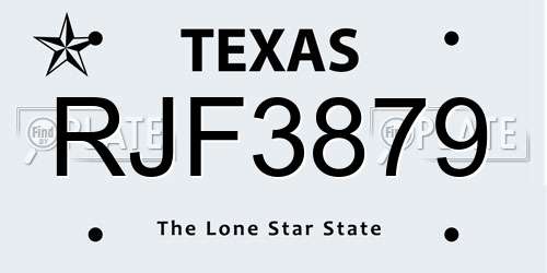 RJF3879 Texas License Plate