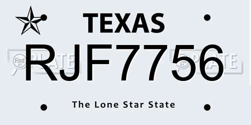 RJF7756 Texas License Plate