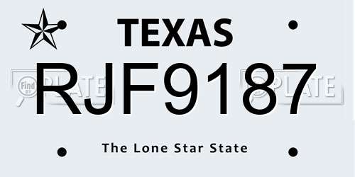 RJF9187 Texas License Plate