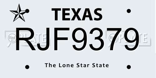 RJF9379 Texas License Plate