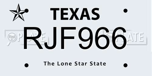 RJF966 Texas License Plate