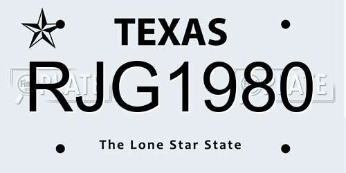 RJG1980 Texas License Plate