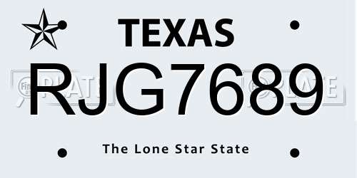 RJG7689 Texas License Plate