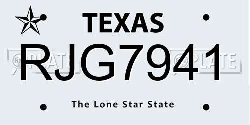RJG7941 Texas License Plate