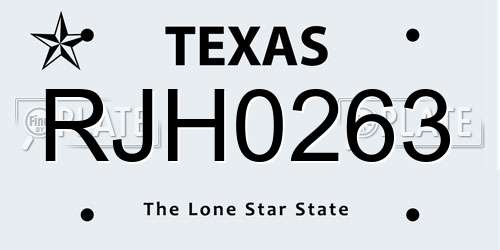 RJH0263 Texas License Plate