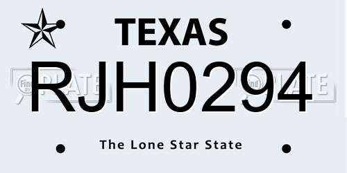 RJH0294 Texas License Plate