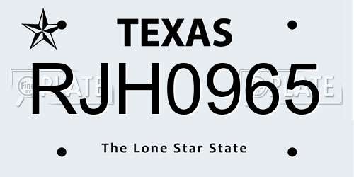 RJH0965 Texas License Plate