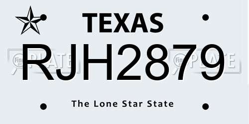 RJH2879 Texas License Plate
