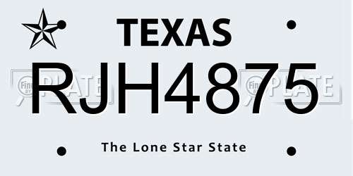RJH4875 Texas License Plate