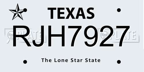 RJH7927 Texas License Plate