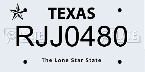 RJJ0480 Texas License Plate