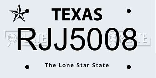 RJJ5008 Texas License Plate