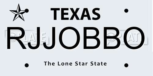 RJJOBBO Texas License Plate