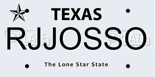 RJJOSSO Texas License Plate