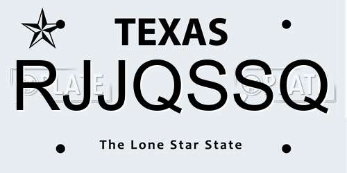 RJJQSSQ Texas License Plate
