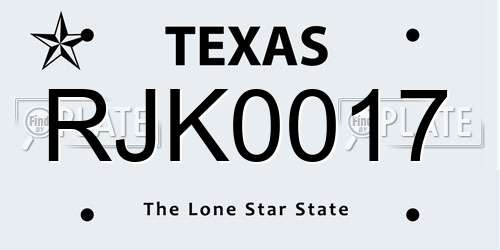 RJK0017 Texas License Plate