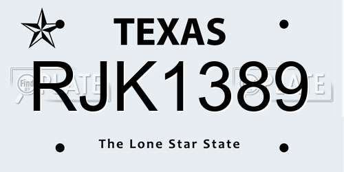 RJK1389 Texas License Plate