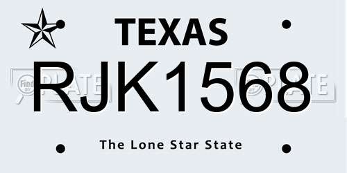 RJK1568 Texas License Plate