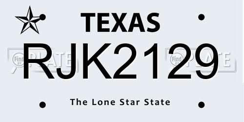 RJK2129 Texas License Plate