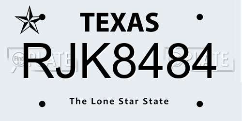 RJK8484 Texas License Plate