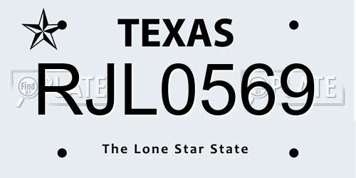 RJL0569 Texas License Plate