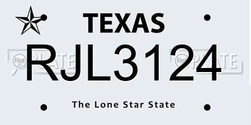 RJL3124 Texas License Plate