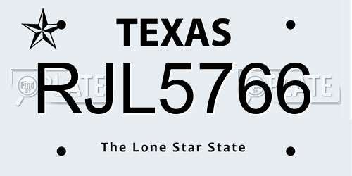 RJL5766 Texas License Plate