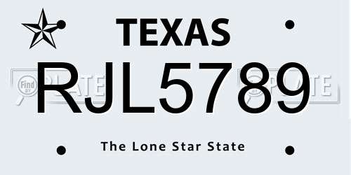 RJL5789 Texas License Plate
