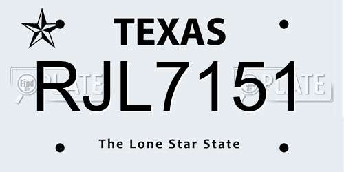 RJL7151 Texas License Plate