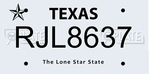 RJL8637 Texas License Plate