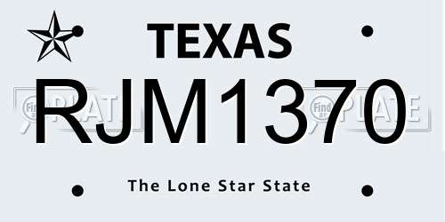 RJM1370 Texas License Plate