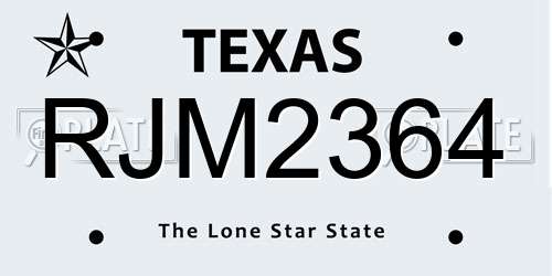 RJM2364 Texas License Plate