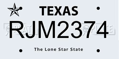 RJM2374 Texas License Plate