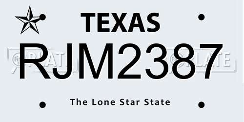 RJM2387 Texas License Plate