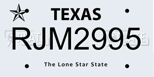 RJM2995 Texas License Plate
