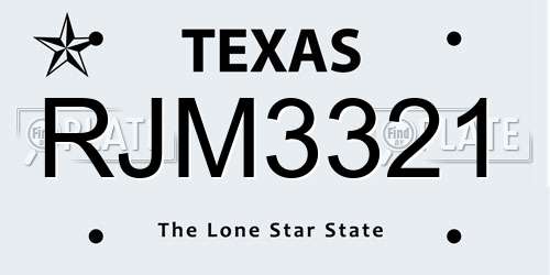 RJM3321 Texas License Plate
