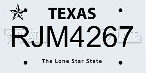 RJM4267 Texas License Plate