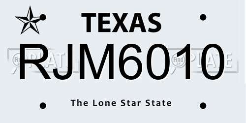 RJM6010 Texas License Plate