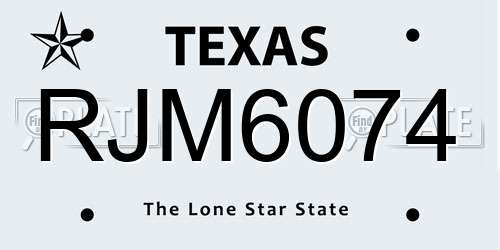 RJM6074 Texas License Plate