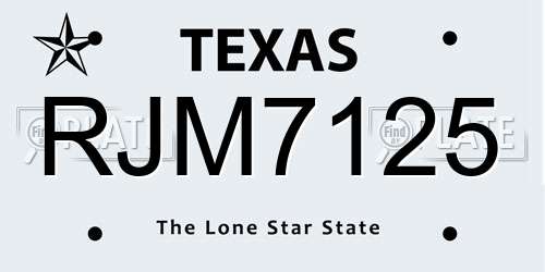 RJM7125 Texas License Plate