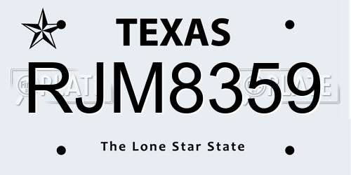 RJM8359 Texas License Plate