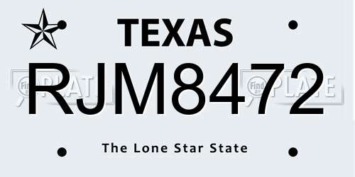 RJM8472 Texas License Plate