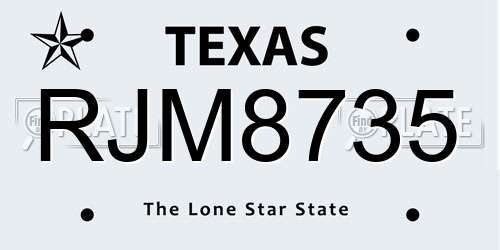 RJM8735 Texas License Plate